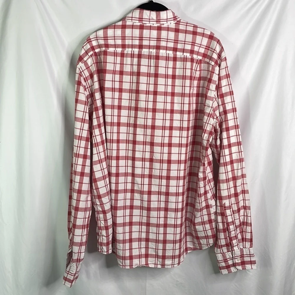 Jcrew, classic cotton button down, red and white plaid
